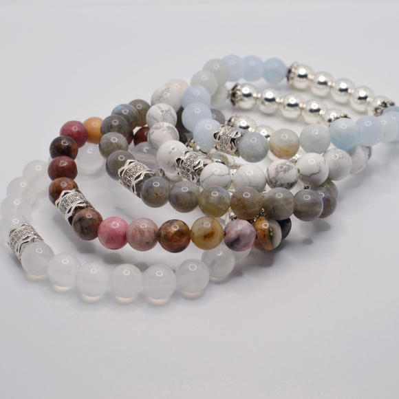 Magnesite and Gold Hematite with Zircon in Copper Charm Gemstone Bracelet - Picture 7 of 7